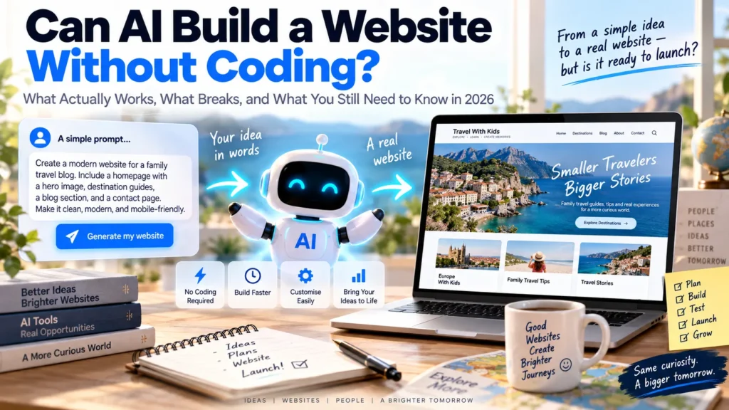 AI website builder transforming a natural language prompt into a functional website without manual coding.